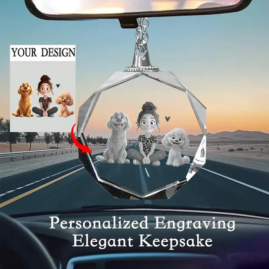 Cartoon Dog Mom Personalized Crystal Car Hanger