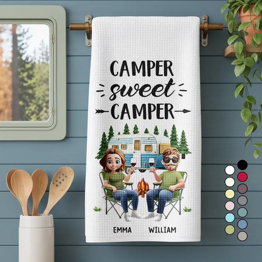 Camper Sweet Camper Personalized Kitchen Towel