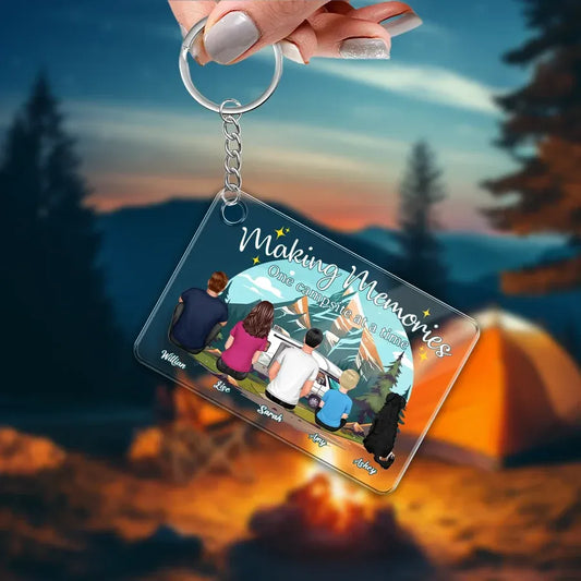 Camping Family Back View Personalized Keychain, Poster, Car Hanger, Wallet Card, Pillow and Sticker