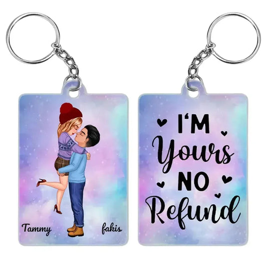 Cartoon Couple Kissing I'm Yours No Returns Or Refund Personalized Acrylic Keychain